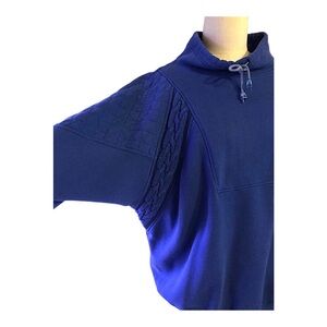 Vintage 1990s Blue Pullover with Quilted Sleeve Detail